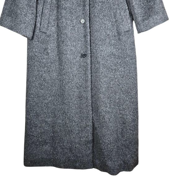 Henig Furs Wool Mohair Long Coat Gray Brushed Button Front Overcoat Womens 10 - Picture 7 of 15